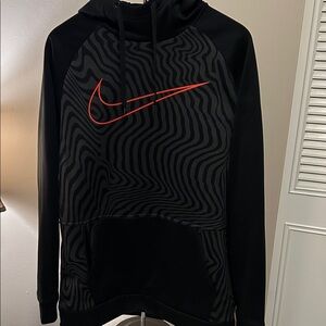 Nike Men's Black and Orange Graphic Sweater